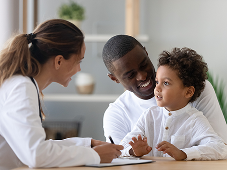 Female patient talking to a female clinician